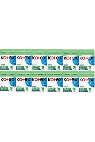 KOTEX Natural Gece Hijyenik Ped 14'lü 12 Adet