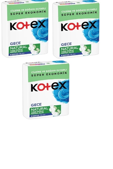 KOTEX Natural Ultra Quadro Gece Hijyenik Ped 14'lü