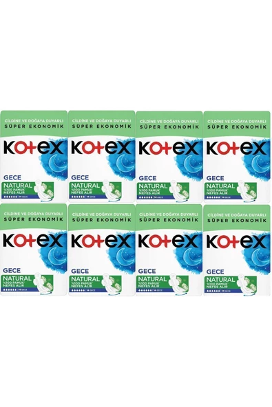 KOTEX Natural Gece Hijyenik Ped 14'lü 8 Adet