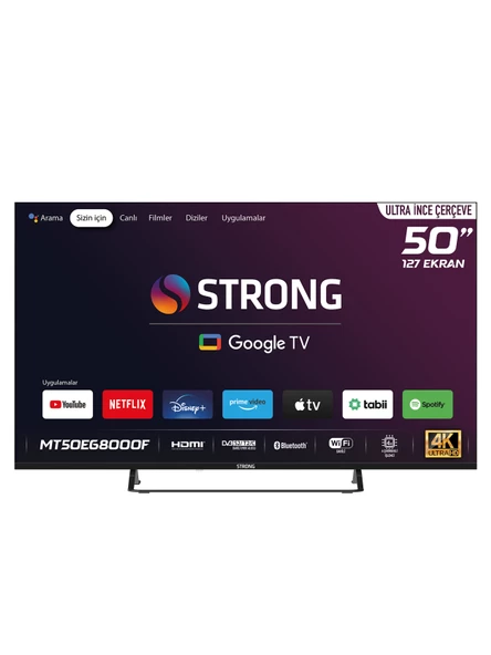 MT50EG8000F 50" 127 Ekran 4K Ultra HD Dahili Uydu Alıcılı Google TV - Ultra İnce Çerçeve