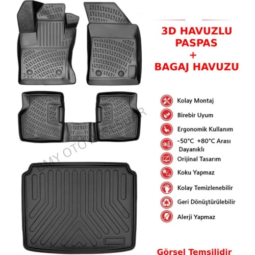 Rizline Suzuki S-Cross Üst Bagaj Havuzu 2022 Sonrası 3D Araca Özel Paspas ve Bagaj Havuzu Bmy