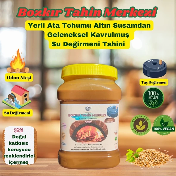 Bozkır Tahin Merkezi Yerli Altın Susam Tahini Çifte Kavrulmuş 930 gr (vegan&doğal) - 2