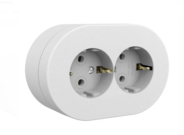 Ovivo Xone Beyaz İkili Topraklı Priz Sıva Üstü