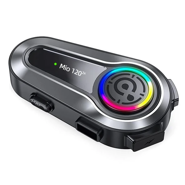 Mioji Mio 120 2x RGB 1000mAh IPX6 1500m 2 Kişilik Kask Intercom Motosiklet Bluetooth Kulaklık - Siyah - Resim 5