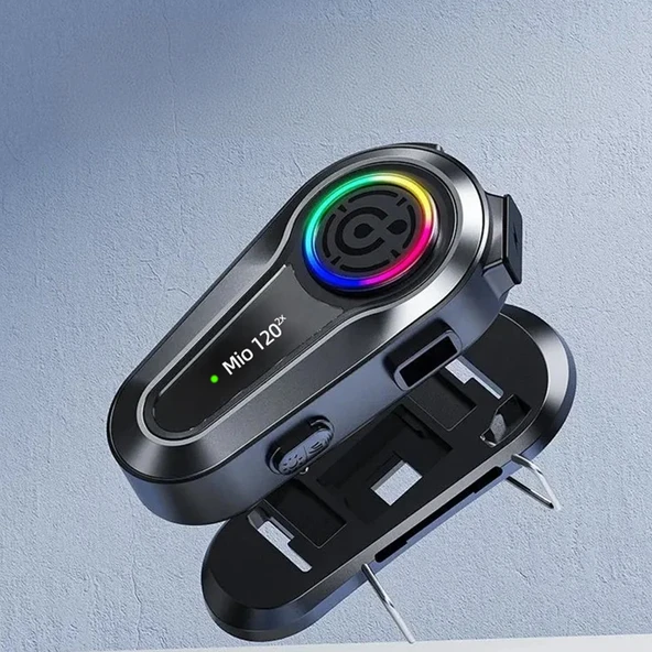 Mioji Mio 120 2x RGB 1000mAh IPX6 1500m 2 Kişilik Kask Intercom Motosiklet Bluetooth Kulaklık - Siyah - Resim 7