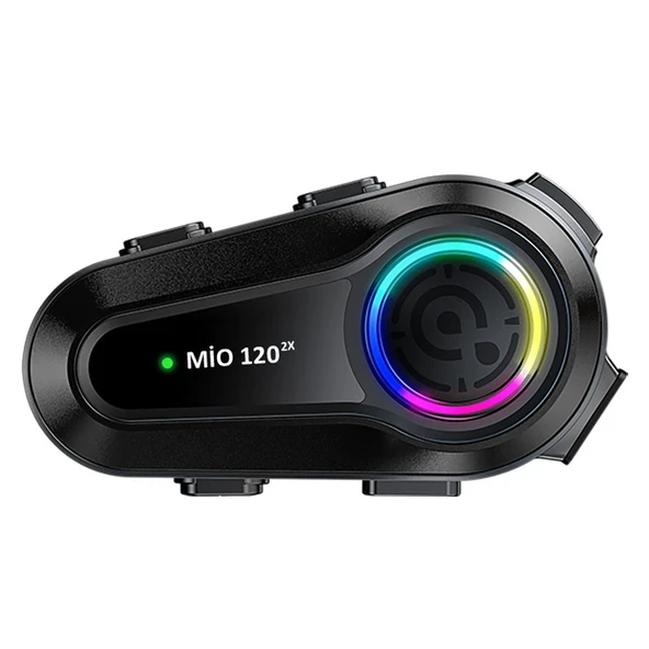 Mioji Mio 120 2x RGB 1000mAh IPX6 1500m 2 Kişilik Kask Intercom Motosiklet Bluetooth Kulaklık - Siyah - Resim 6