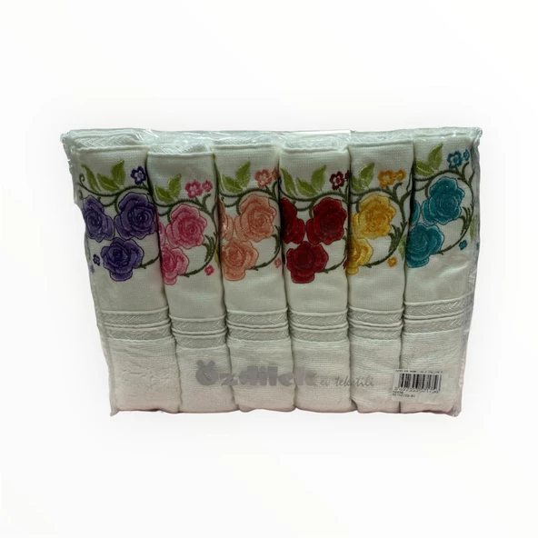 Özdilek 6' lı Nakışlı Çeyizlik El Yüz Havlusu 50x90 cm
