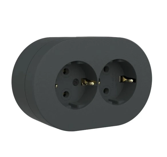 Ovivo Xone Antrasit İikili Topraklı Priz Sıva Üstü ürün görseli