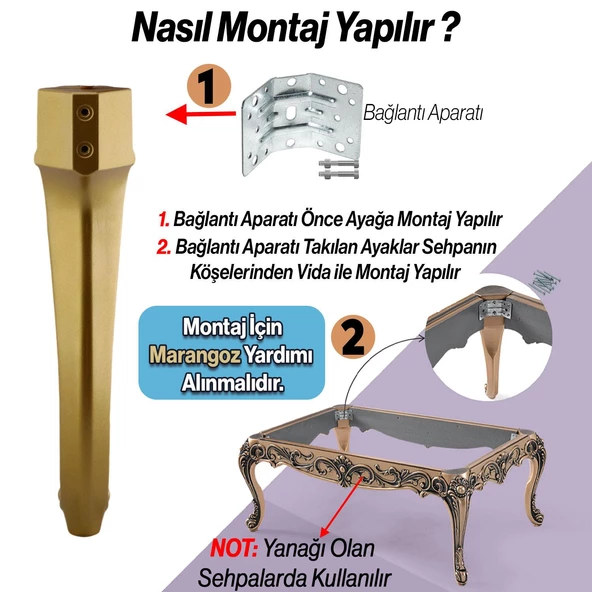 Nehir Plastik Sehpa Ayağı 40 cm Gold Renk Orta Ayak Zigon Sehpa Mobilya Masa Ayakları Altın 1 Adet - 5