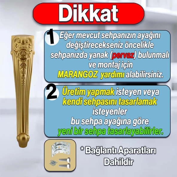 Nehir Plastik Sehpa Ayağı 40 cm Gold Renk Orta Ayak Zigon Sehpa Mobilya Masa Ayakları Altın 1 Adet - 2