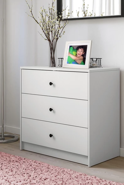 Dekorex Sfr103-beyaz -üç Çekmeceli Şifonyer