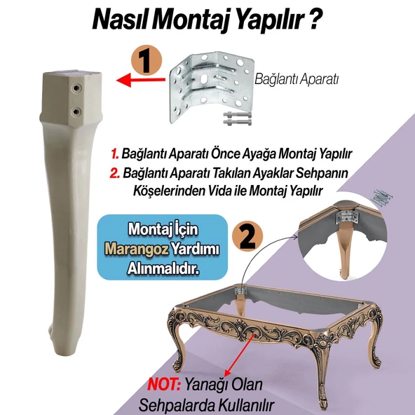 Nehir Plastik Sehpa Ayağı 40 cm Krem Altın Orta Ayak Zigon Sehpa Mobilya Masa Ayakları Gold 1 Adet - 5