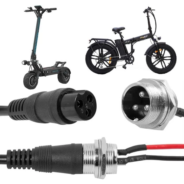 Powermaster3 Pinli Ginger Elektrikli Bisiklet Motosiklet Araç Akü Şarj Konnektörü Erkek / Dişi - 3