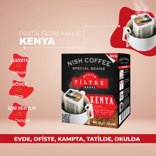 Nish Pratik Filtre Kahve Kenya 9 Gr X 5 - 2