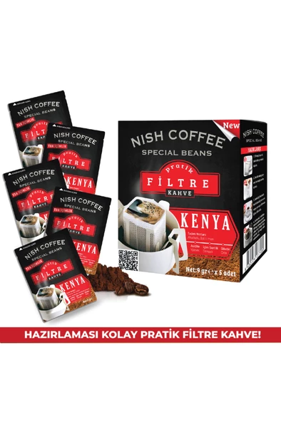 Nish Pratik Filtre Kahve Kenya 9 Gr X 5 - 3