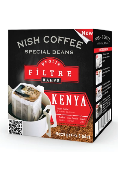 Nish Pratik Filtre Kahve Kenya 9 Gr X 5