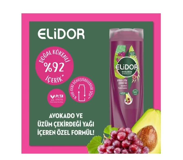 Elidor Şampuan 350 ml Avokado & Üzüm Çekirdeği Yağı - 3