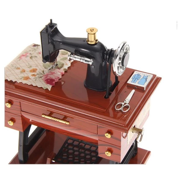 Nostaljik Dikiş Makinası Müzik Kutusu Kurmalı Müzik Kutusu Dekoratik Müzik Kutusu - 2