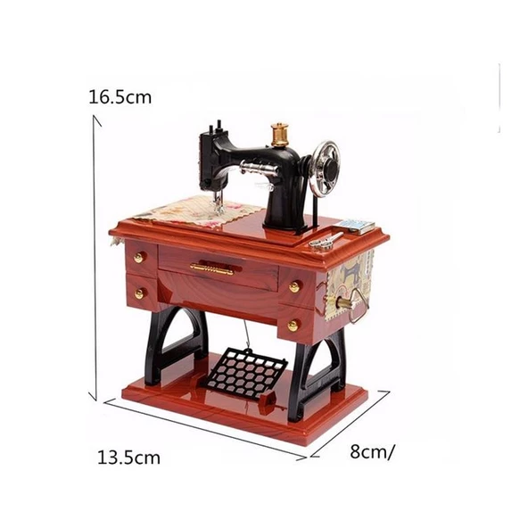 Nostaljik Dikiş Makinası Müzik Kutusu Kurmalı Müzik Kutusu Dekoratik Müzik Kutusu - 3