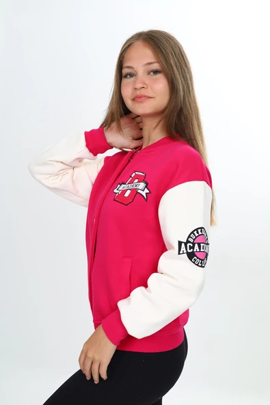 Kız Çocuk Kolej Tarz B Baskılı Ceket 7 -12 Yaş 7185 - 2