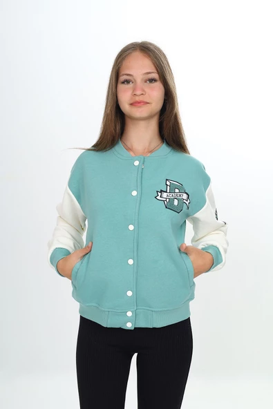 Kız Çocuk Kolej Tarz B Baskılı Ceket 7 -12 Yaş 7185 - 8