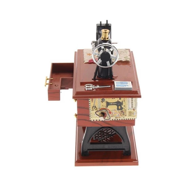 Nostaljik Dikiş Makinası Müzik Kutusu Kurmalı Müzik Kutusu Dekoratik Müzik Kutusu - 4