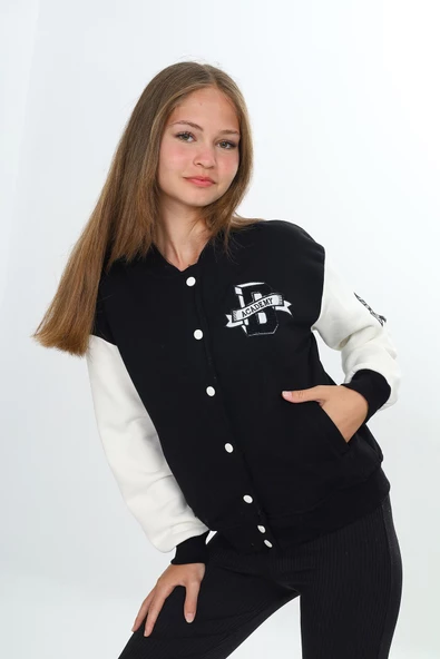 Kız Çocuk Kolej Tarz B Baskılı Ceket 7 -12 Yaş 7185 - 10