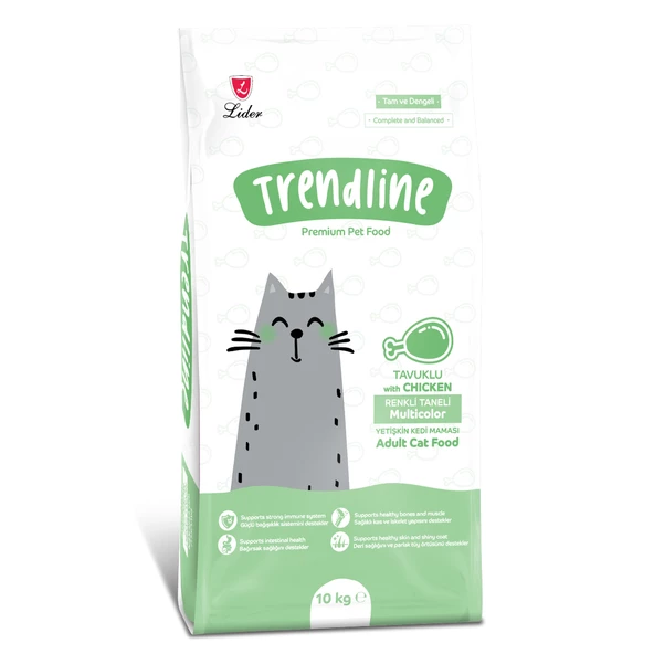 Trendline Renkli Taneli Tavuklu Yetişkin Kedi Maması 10 kg