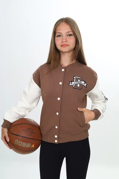 Kız Çocuk Kolej Tarz B Baskılı Ceket 7 -12 Yaş 7185 - 5