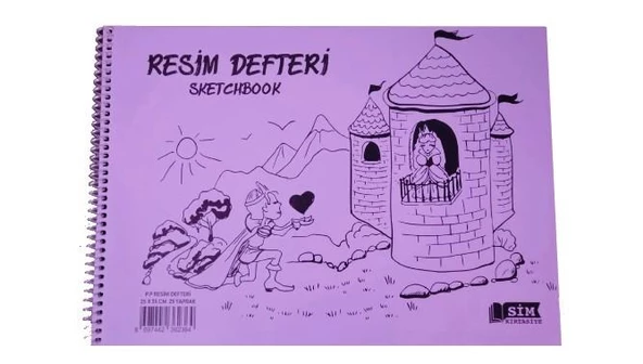 Sim 25x35 Spiralli Plastik Kapak 25 Yaprak Resim Defteri 3 Adet - Resim 2