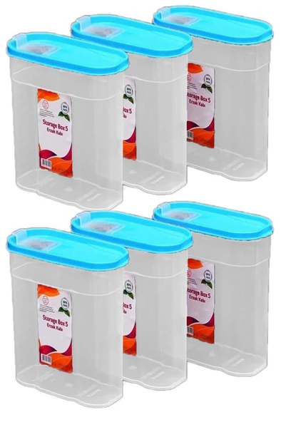 6 Adet Plastik 5 Litre Kapaklı Erzak Saklama Kabı Kutusu Takımı - 2