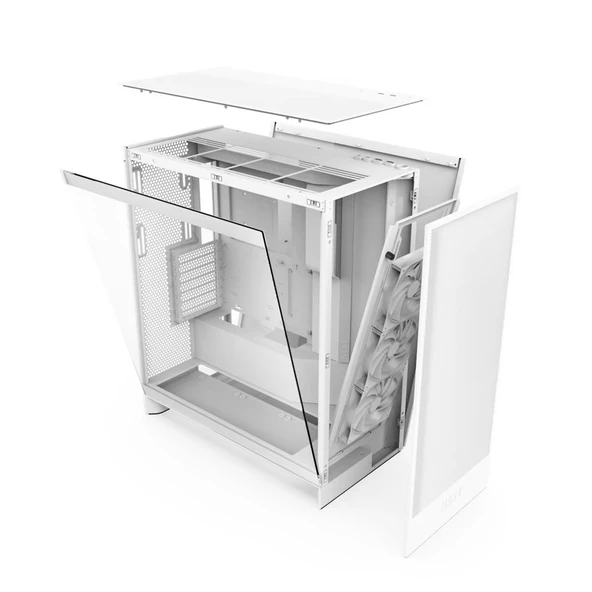NZXT H7 Flow(2024) CM-H72FW-01 White Tempered Glass USB 3.2 ATX Mid Tower Kasa - 5