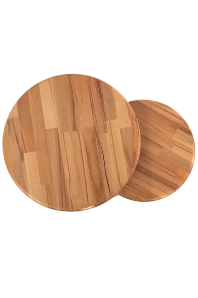 Yuvarlak Masif Doğal Tekli, 2'li, 3'lü Zigon Sehpa Set, Modern Masif Yan Sehpa - 4