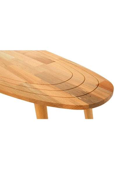 Sweet Masif Doğal Ahşap Orta Sehpa ve 2'li/3'lü Zigon Sehpa Set, Modern Masif Yan ve Orta Sehpa - 2