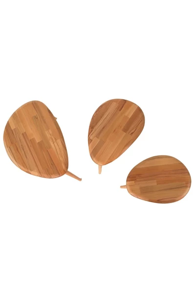 Naturel Masif Doğal Tekli, 2'li, 3'lü Zigon Sehpa Set, Modern Masif Yan Sehpa - 8