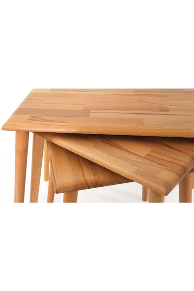 Dikdörtgen Masif Doğal Tekli, 2'li, 3'lü Zigon Sehpa Set, Modern Masif Yan Sehpa - 7