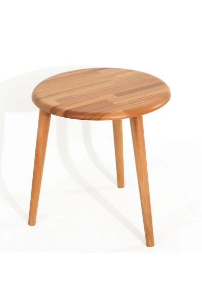 Yuvarlak Masif Doğal Tekli, 2'li, 3'lü Zigon Sehpa Set, Modern Masif Yan Sehpa - 2