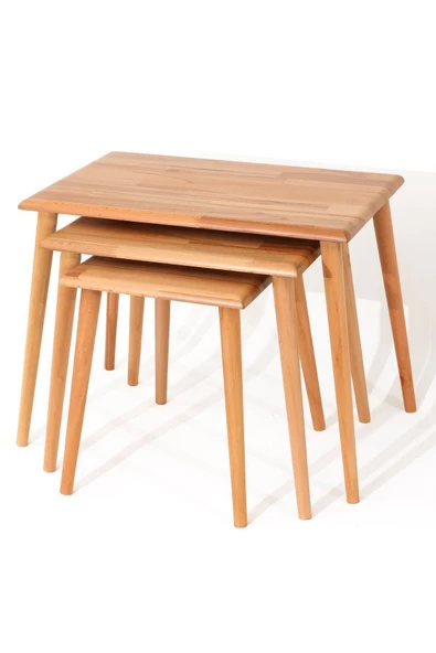 Dikdörtgen Masif Doğal Tekli, 2'li, 3'lü Zigon Sehpa Set, Modern Masif Yan Sehpa