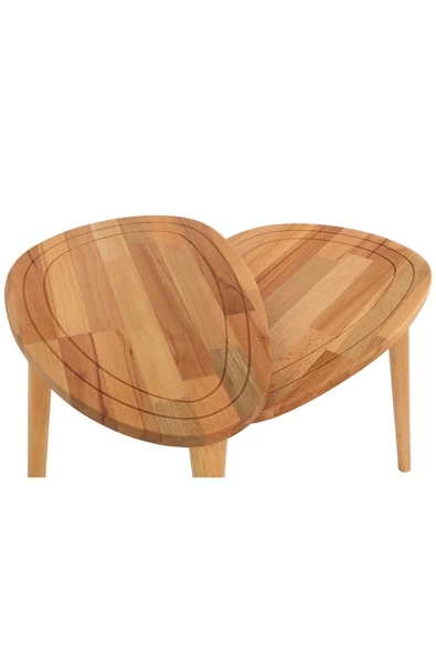 Sweet Masif Doğal Ahşap Orta Sehpa ve 2'li/3'lü Zigon Sehpa Set, Modern Masif Yan ve Orta Sehpa - 2