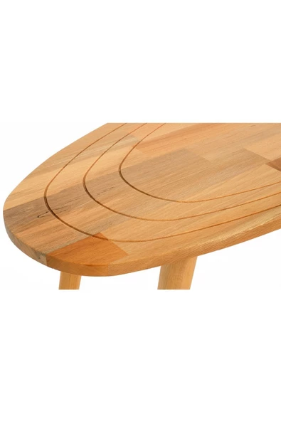 Sweet Masif Doğal Ahşap Orta Sehpa ve 2'li/3'lü Zigon Sehpa Set, Modern Masif Yan ve Orta Sehpa - 3