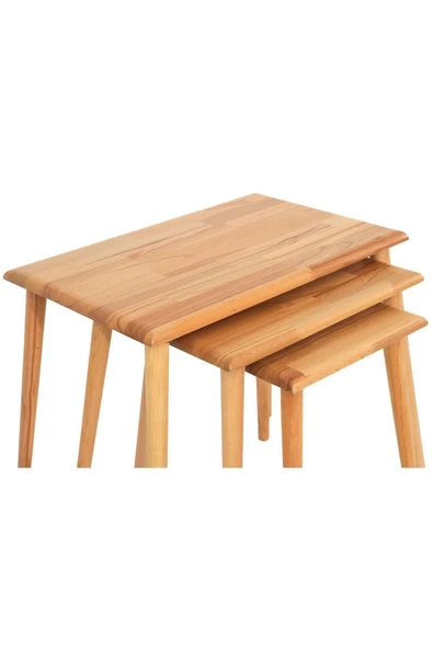 Dikdörtgen Masif Doğal Tekli, 2'li, 3'lü Zigon Sehpa Set, Modern Masif Yan Sehpa - 2