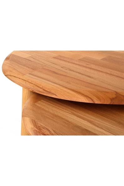 Naturel Masif Doğal Tekli, 2'li, 3'lü Zigon Sehpa Set, Modern Masif Yan Sehpa - 3