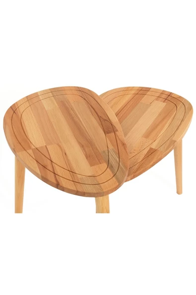 Sweet Naturel Masif Doğal Tekli, 2'li, 3'lü Zigon Sehpa Set, Modern Masif Yan Sehpa - 4