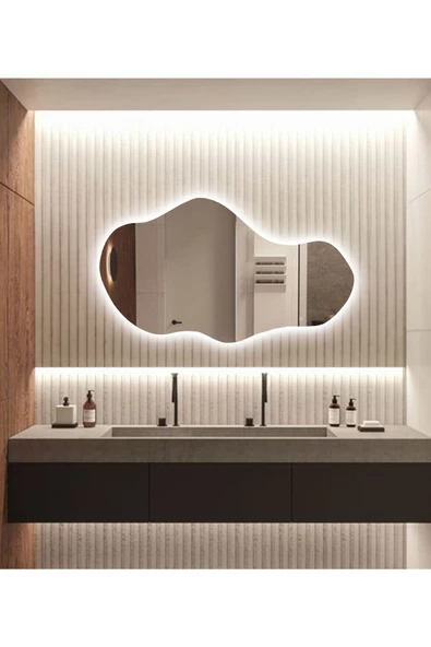 Led Işıklı Asimetrik Model Dekoratif Duvar Aynası, Modern Eşsiz Ayna, Ayna Duvar Dekorasyon Ürünü - 4