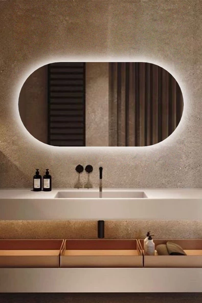 Led Işıklı - Beyaz Işık Rengi - Modern Dekoratif Duvar Aynası - 6