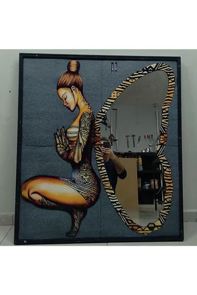 Peri Kızı Dekoratif Duvar Aynası, Modern Eşsiz Ayna, Tam Boy Ayna, Modern Ev Aynası - 6