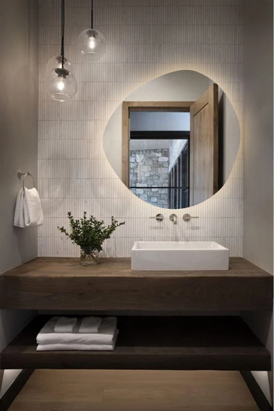 Led Işıklı Asimetrik Model Dekoratif Duvar Aynası, Modern Eşsiz Ayna, Ayna Duvar Dekorasyon Ürünü - 5