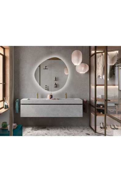 Led Işıklı Asimetrik Model Dekoratif Duvar Aynası, Modern Eşsiz Ayna, Ayna Duvar Dekorasyon Ürünü - 2