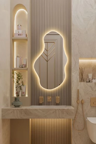 Led Işıklı - Gün Işığı Rengi - Modern Dekoratif Duvar Aynası - 3