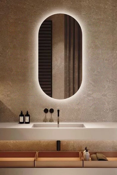 Led Işıklı Oval/Kapsül Model Dekoratif Duvar Aynası, Modern Eşsiz Ayna, Ayna Duvar Dekorasyon Ürünü - 2
